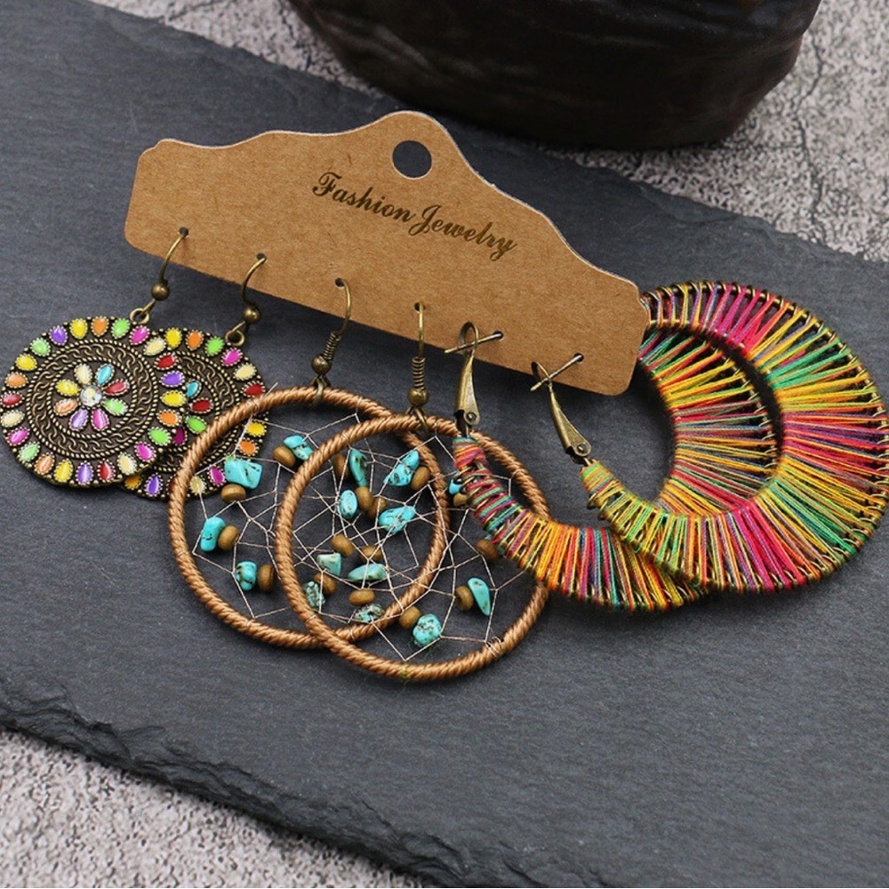 Colorful Vibrant Bohemian Earrings Set #2028